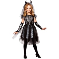 Widmann S.r.l. Hexen-Kostüm Teufelsbraut Kinderkostüm - Skelett Kleid mit Schl schwarz 140