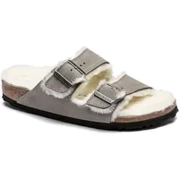 Birkenstock Arizona Lammfell Wildleder Stein Münze Schmales Fußbett - 1017403 - Grau - 40