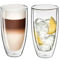 Gerlach 1760 Doppelwandige Gläser 2er Set Thermogläser 350 ml Kaffeegläser Teegläser Latte Macchiato Gläser Flow
