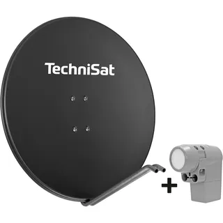 TechniSat SATMAN 850 Plus - Satellitenschüssel (85 cm Sat Spiegel mit Masthalterung und UNYSAT Universal-Quattro-LNB im Wetterschutz-Gehäuse, Multischalter wird benötigt) grau