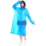 Civilipi 2 Stück Unisex, wiederverwendbar, Regenponcho mit Kapuze und Ärmeln, Regenponcho aus umweltfreundlichem EVA-Material, blau, XL - XL