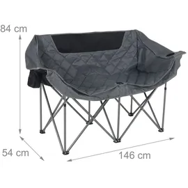 Relaxdays Campingstuhl 2 Personen Grau