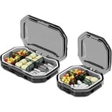 Koomuao Tablettenbox 2 Stück Reise Klein Pillendose 6 Fächer+ 4 Fächer Tragbare Tablettendose,Für Tabletten Weizen Stroh Container Für Medikamente (Grau)