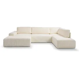 werk2 Wohnlandschaft Cord U-Form 3-Sitzer Creme