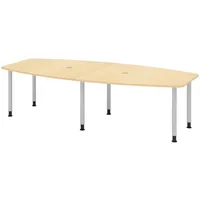 Bümö Konferenztisch, Ahorn, Silber, Nachbildung,Ahorn, Oval, 280x74x130 cm, FSC