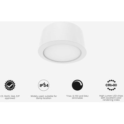 Aufbau,-Deckenleuchte rund IP54, 12W, 15W, 18W (LED farben: NW neutrallweiß)