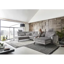die planbar Wohnlandschaft DIE PLANBAR "ZE-EM20028 U-Form, Breite 332 cm", amira silber, B:332cm T:220cm, 100% Polyester, Sofas, Wohnlandschaft, wahlweise mit Kopfstützen und Sitztiefenverstellung