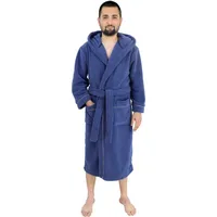 my home Unisex-Bademantel »Lillou«, Langform, Microfaser, Kapuze, Gürtel, weiche und kuschelige Qualität, für Damen und Herren, XS-3XL blau XS | 120 cm