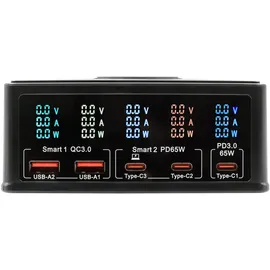 Exsys Multiport High Power Charger mit QI 15W und USB-C PD mit max. 160W