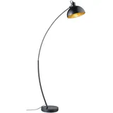 RL Stehleuchte Bogenlampe schwarz Leselampe Standleuchte gold Wohnzimmerlampe Bogenstandleuchte, Metall, Fußschalter, 1x E27, DxH 25x155 cm