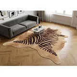 KUHFELL online & NOMAD Fellteppich KUHFELL STIERFELL RINDERFELL ZEBRA HELLBRAUN BEIGE MIT ZEBRA PRINT