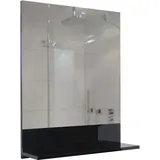 Mendler Wandspiegel mit Ablage HWC-B19, Badspiegel Badezimmer, hochglanz 75x60cm ~ schwarz