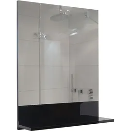 Mendler Wandspiegel mit Ablage HWC-B19, Badspiegel Badezimmer, hochglanz 75x60cm ~ schwarz