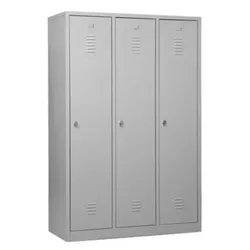 PROREGAL Garderobenspind Camel | 3-Fach mit Pro-Aufteilung| HxBxT 180x119x50 cm | Vorhängeschloss | Grau