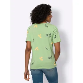 Classic Basics Sieh an! Kurzarm-Shirt in reseda-weiß-bedruckt | Gr.: 48