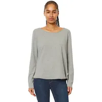 Marc O'Polo Denim Damen, Langarmshirt aus Bio-Baumwolle mit U-Boot-Ausschnitt, grau (grau, S - S