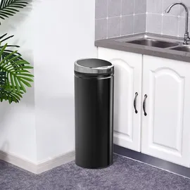 Homcom Sensor Mülleimer 50L, Automatischer Abfalleimer, Rostfreier Kücheneimer für Wohnzimmer, Büro, Edelstahl, Schwarz