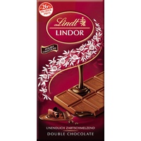 Lindt Schokolade LINDOR Double Chocolate, Promotion | 100 g Tafel | Feinste Vollmilch-Schokolade mit unendlich zartschmelzenden dunklen Füllung | Schokoladentafel | Schokoladengeschenk, 2023 Version