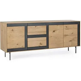 BIZZOTTO Sideboard Stanwood 200 x 85 x 45 cm Beige / Schwarz