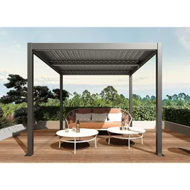 Mendler Pergola MCW-L46 Anthrazit 10 cm Alu-Gestell 3 x 3 m