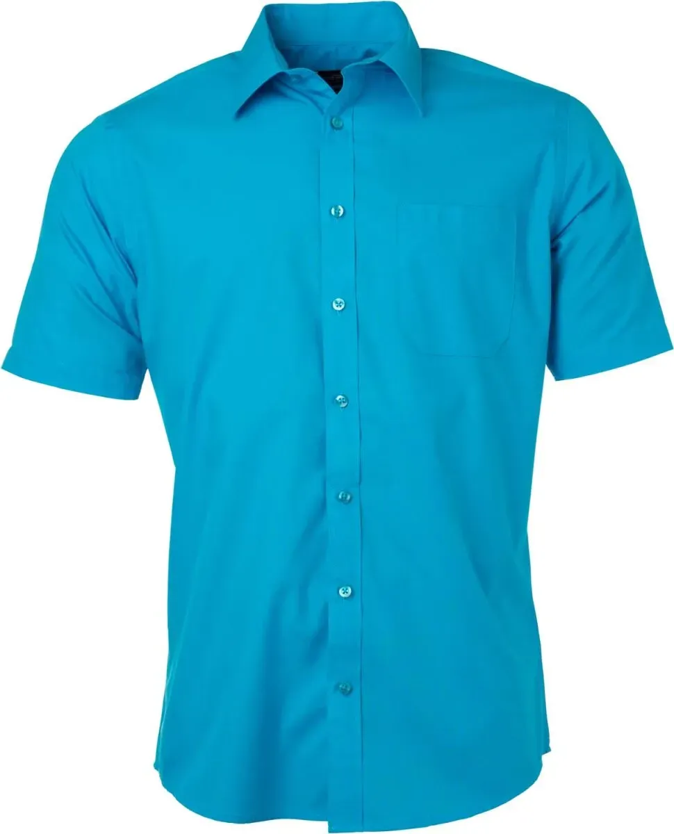James & Nicholson Herren Popeline Hemd kurzarm JN680 turquoise XXL