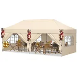 COSTWAY Faltpavillon, 3x6 m Gartenpavillon mit 4 Seitenwänden, Pop-Up Pavillon