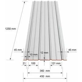 Bravo SMART Cover Set H12 Plus 12 x Trapez-Abdeckblech 125 x 45 cm 6,75 m2 Stärke 0,3 mm