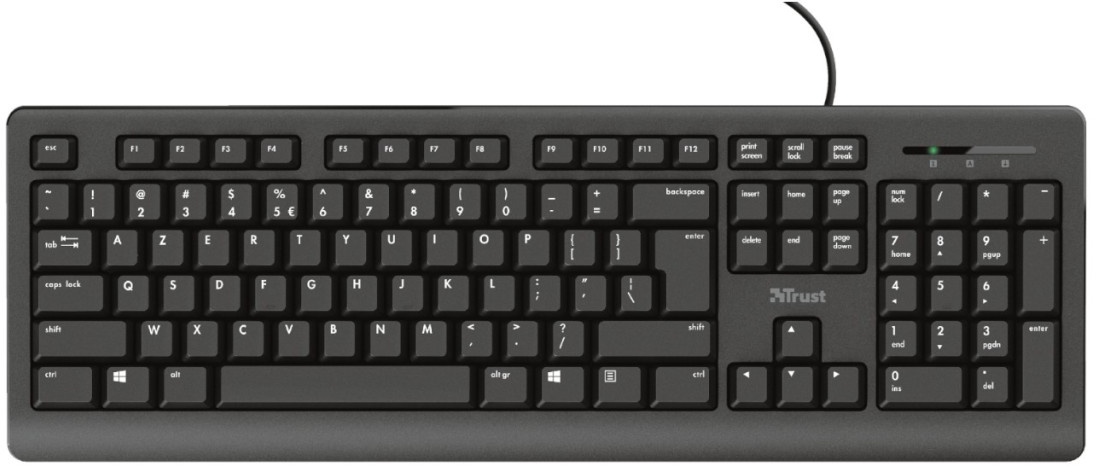 Trust PRIMO Tastatur AZERTY Layout leise Tasten flüssigkeitsabweisend schwarz