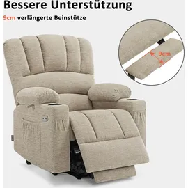 MCombo Fernsehsessel mit Aufstehhilfe Elektrisch, 7102 (Stoff, Beige)