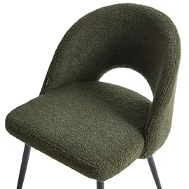 Beliani Esszimmerstuhl 2er Set ONAGA Bouclé Dunkelgrün