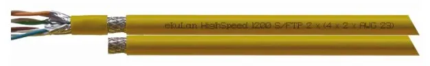 EKU Datenkabel Cat7 Dca s1/d2/a1 HighSpeed1200 S/FTP 2x(4x2xAWG23/1) gelb