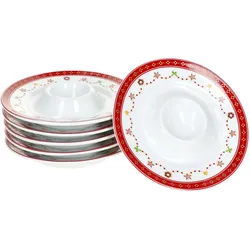 6x Weihnachtstraum Eierbecher mit Ablage Porzellan 6 Pers. Frühstück Weihnachten