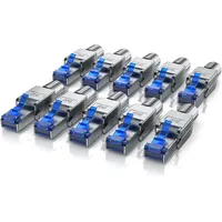 Primewire 10x Netzwerk-Adapter RJ-45 (Ethernet) zu Netzwerkkabel, Netzwerkstecker RJ45 CAT 8 - Gigabit Ethernet LAN Kabel - 40 Gbit/s, silber