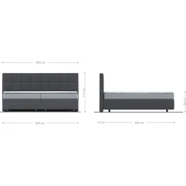 DeLife Boxspringbett Dream-Fine Mikrofaser Grau 200x200 cm Bonell-Matratze PolyurethanTopper - Grau