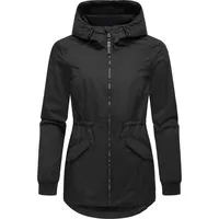 Ragwear leichte Damen Übergangsjacke Kurze wasserdichte Outdoorjacke mit Taillenzugband und Kapuze Dowey A YOUMODO Black Gr. L - L