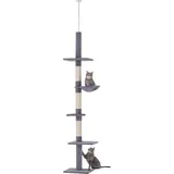 Pawhut Kratzbaum Deckenhoch Höhe 230-260 Cm Katzenbaum Mit Sisalstämme, Plattformen Mehrstöckiger Katzenkratzbaum Kletterbaum Für Kleine & Große Katzen, Grau