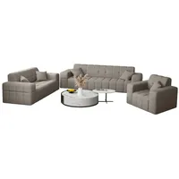Fun Möbel Polstergarnitur Sofaset Designersofa NANCY 3-2-1 in Stoff Neve, (Set, 3-tlg., inkl. 5 Zierkissen), Rundumbezug beige