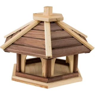 MAZUR International Vogelhaus wetterfest aus Holz, vogelfutterhaus, Futterhaus, Futterstation für Wildvögel, Vogelfutterhaus zum Stellen für den Garten, Balkon, Braun, (KL4-NP)