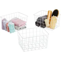 Relaxdays Drahtkorb 3er Set rechteckig 28 x 20 x 16 cm weiß