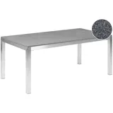 Beliani Gartentisch Schwarz/Silber Granit Edelstahl 180 x 90 cm Poliert Modern Outdoor
