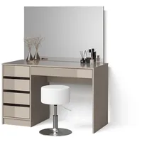 Livinity® Schminktisch, Greige, Holzwerkstoff, 5 Fächer, 5 Schubladen, Rechteckig,