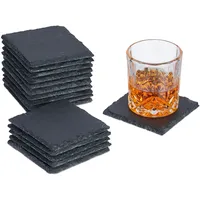 Relaxdays 16er Set, eckige Glasuntersetzer, 10x10 cm, Raclette- & Getränkeuntersetzer, anthrazit