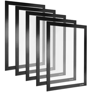 POPPSTAR Magnetrahmen A4 selbstklebend mit Magnetverschluss, schwarz, 5 Stück