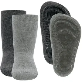 Ewers 2er Pack Uni Stoppersocken SoftStep, Socken mit Antirutschsohle für Jungen und Mädchen, Anti-Rutsch-Socken mit Gummisohle, MADE IN GERMANY, 2 Paar rutschfeste Kindersocken, Größe 27-28