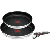 Tefal Topf-Set L97691 Jamie Oliver Ingenio Pfannenset, alle Herdarten auch Induktion, Edelstahl 18/10 (3-tlg., 2 Pfannen, 1 abnehmbarer Griff)