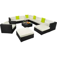 Tectake tectake® Rattan Lounge, mit Aluminiumgestell, wetterfest und UV-beständig,