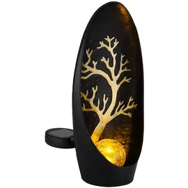 GLOBO Solarleuchte Glas Metall 14x7x30 cm 2er Set schwarz silber