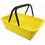 SAMMART 8L Zusammenklappbarer Korb mit Griff – Tragbarer Outdoor-Picknickkorb/Krater – Faltbare Einkaufstasche – Platzsparender Aufbewahrungsbehälter (Gold-gelb)