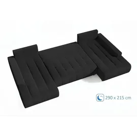 beautysofa Ecksofa DRACO U-Form universell mit Schlaffunktion & Bettkasten, Anthrazit (Velo637) - Schwarz