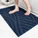 Color G Badezimmerteppich 50x130cm, Weich Mikrofaser Badematte Wasserabsorbierend, Hochflor Badteppich rutschfest Waschbar, Badvorleger Flauschig für Dusche Badezimmer Badewanne (Blau)